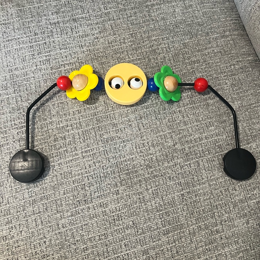 Yellow Smiley Activity Bar with Flower Beads - Baby Stroller Toy
